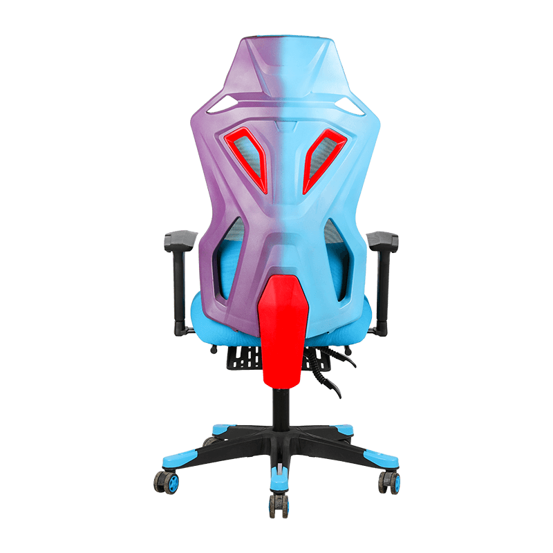 Blue Computer Racing Mesh Chair With Thick Seat Cushion And Back