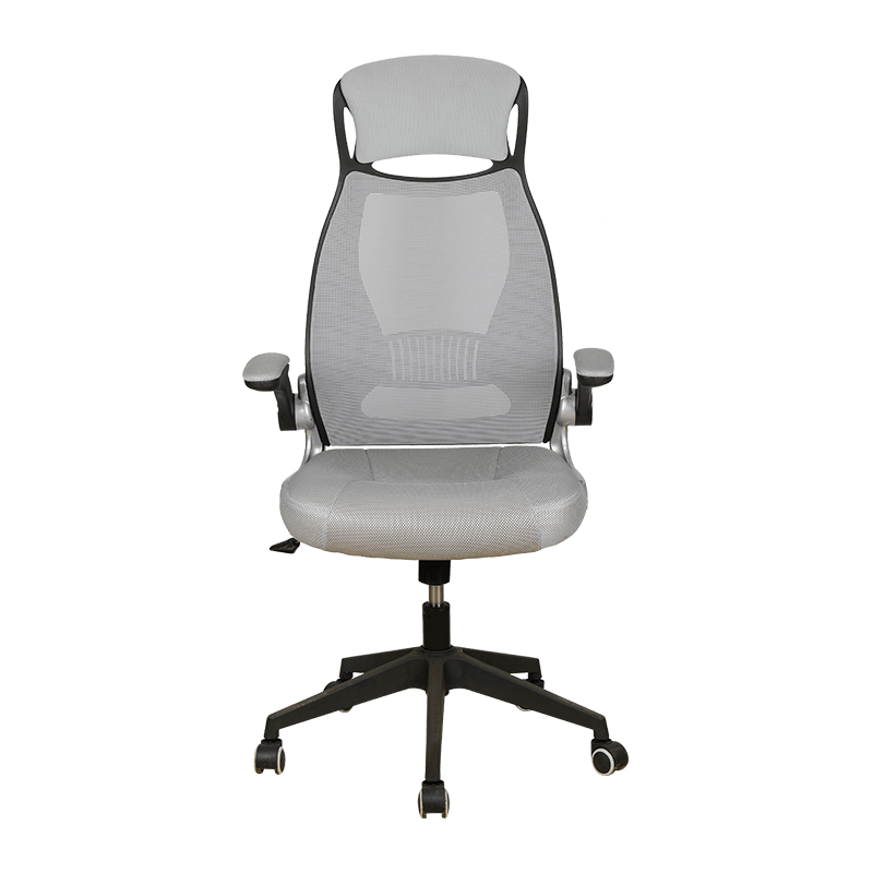 Black Frame Gray Mesh Chair Duplex Movable Armrest Nylon Mesh Chair With Baking Finish