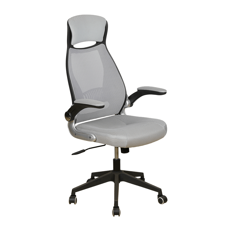 Black Frame Gray Mesh Chair Duplex Movable Armrest Nylon Mesh Chair With Baking Finish