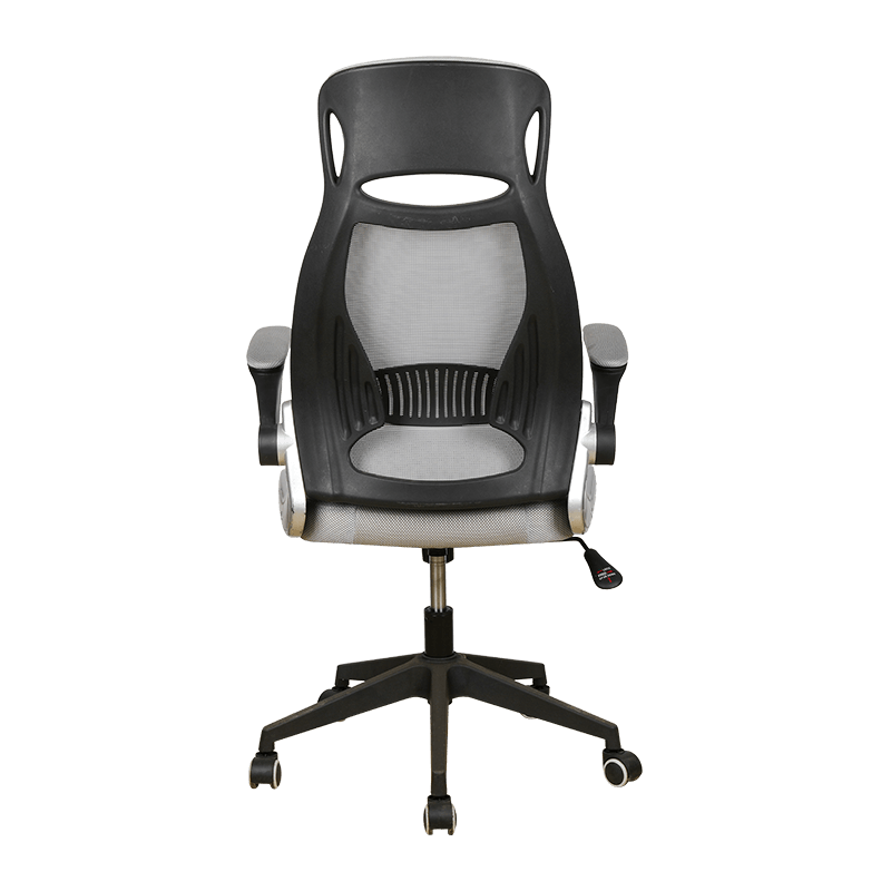 Black Frame Gray Mesh Chair Duplex Movable Armrest Nylon Mesh Chair With Baking Finish