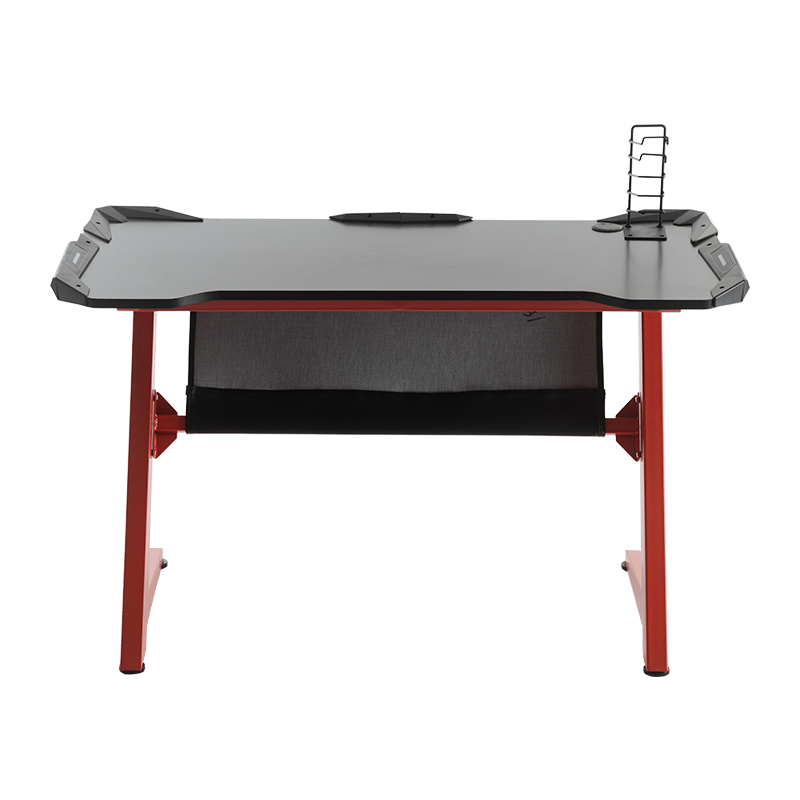 Z Leg PC Desk Computer Desk With LED Light With Piano Lacquer Leather Texture